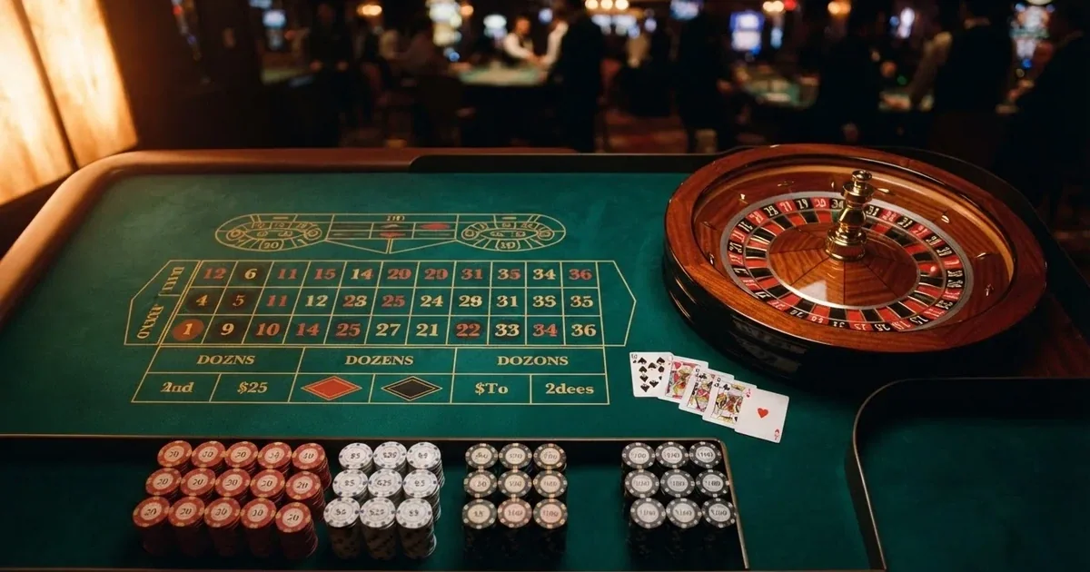 Upplyst spelbord med kort, sett ovanifrån — lightning roulette i sverige